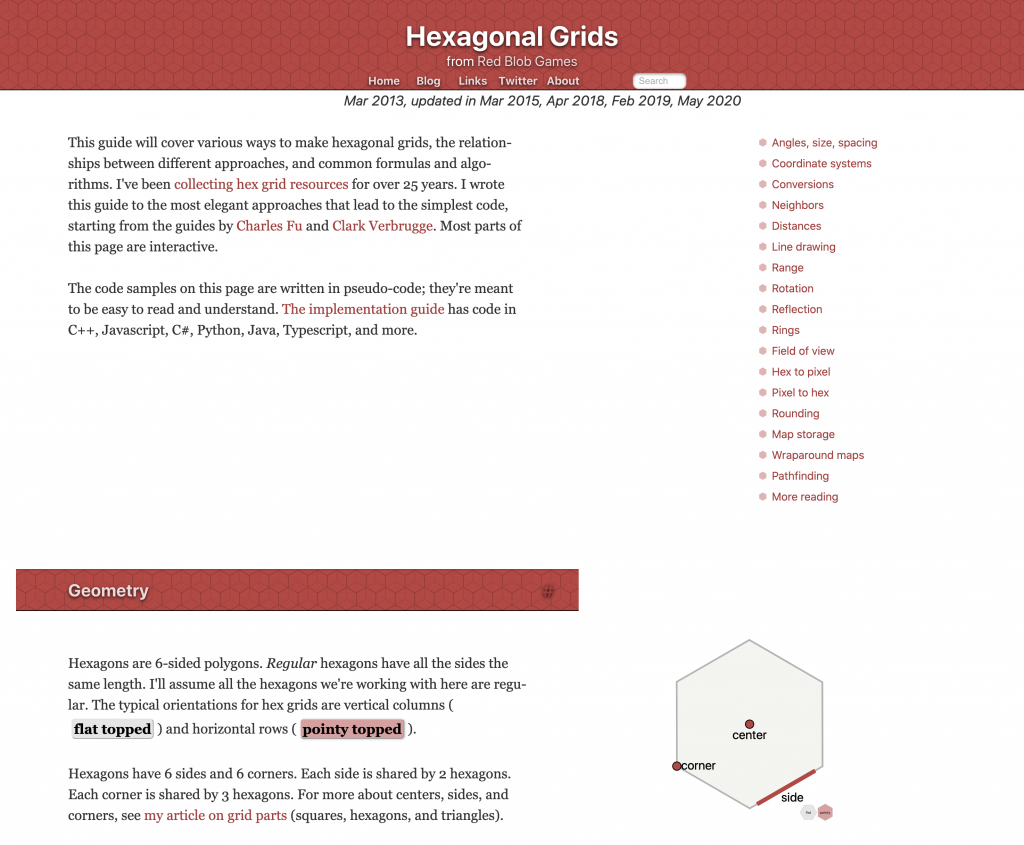 Hexagonal Grids by Red Blob Games