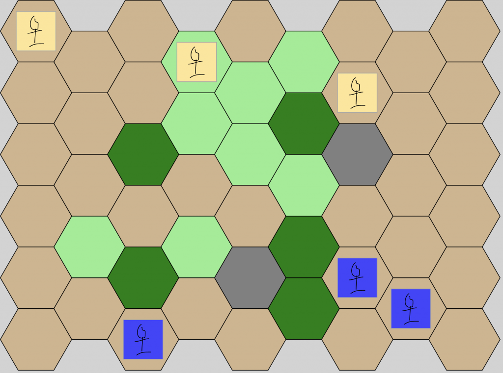 Hex grid with counters